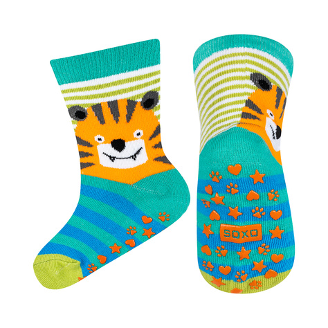 Lot de 3x chaussettes colorées pour enfants SOXO animaux | tigre | chien | paresseux