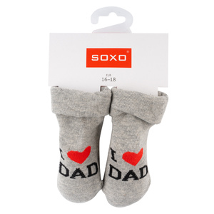 Lot de 3x chaussettes bébé SOXO bleu marine avec inscription 