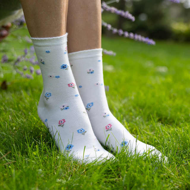 Chaussettes en Bambou à Motif Fleuri