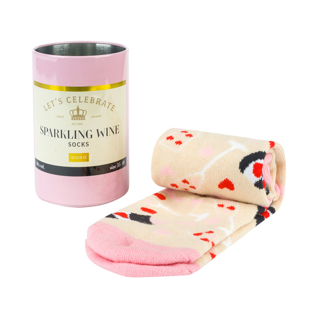 Chaussettes pour femmes SOXO GOOD STUFF drôles de Sparkling Wine dans une bouteille cadeau