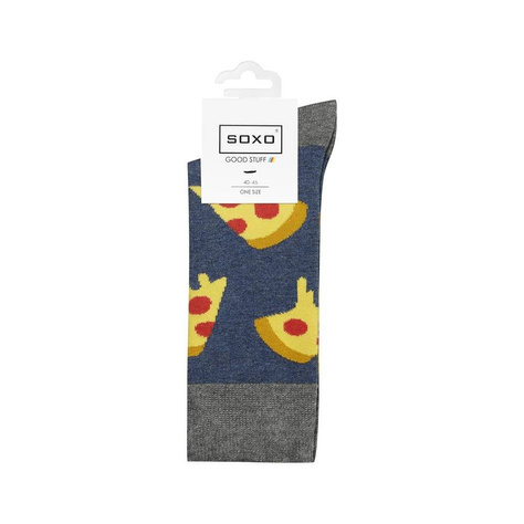 Lot de 4x chaussettes homme SOXO GOOD STUFF dans une boîte à pizza | cadeau original pour un homme