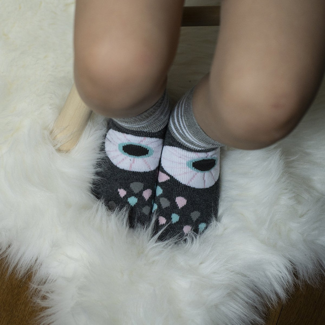 Chaussettes pour enfants gris SOXO joyeux chaud éponge hibou 