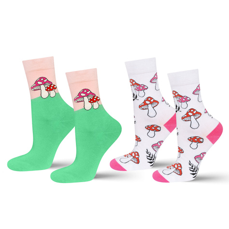 Ensemble de 2x chaussettes pour femmes SOXO champignons en cadeau