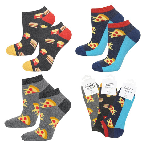 Lot de 3x chaussettes en coton coloré SOXO GOOD STUFF pour hommes pizza | fast food