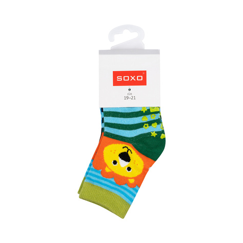 Lot de 3x chaussettes colorées pour enfants SOXO animaux | chien | hippopotame | lion