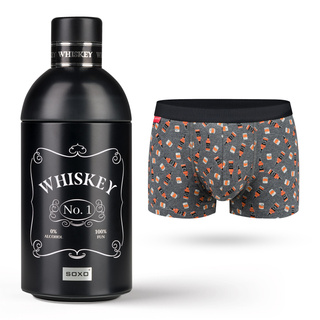 Boxer homme Whisky en bouteille SOXO | Idée cadeau | Fête des garçons | Culotte en coton
