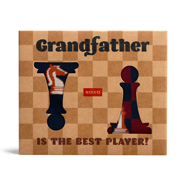 Chaussettes homme SOXO échecs pour grand-père – 2 paires
