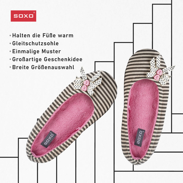 Chaussons ballerines colorées pour femmes SOXO avec un nœud