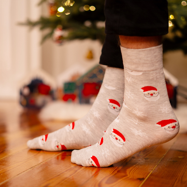 Set 4x chaussettes colorées pour hommes SOXO GOOD STUFF joyeux Noël cadeau chaussettes en coton