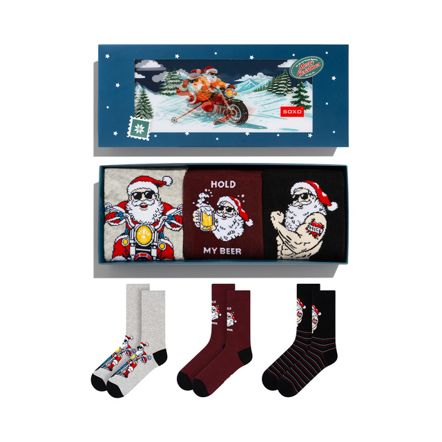 Chaussettes Père Noël Motard Coquin 3 paires