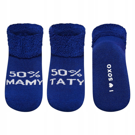 Chaussettes bébé bleu marine SOXO avec inscription 