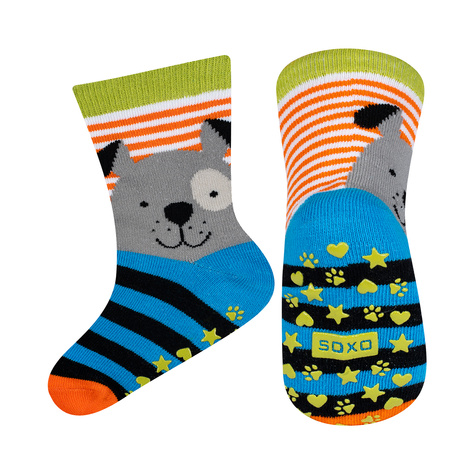 Lot de 3x chaussettes colorées pour enfants SOXO animaux | tigre | chien | paresseux