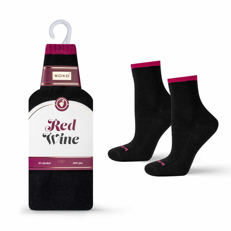 Chaussettes femme SOXO | Vin rouge en banderole | cadeau pour elle | étoile