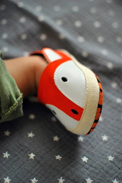 Chaussons bébé orange SOXO renards