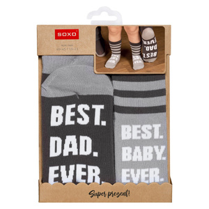 Lot de chaussettes pour papa et enfant SOXO cadeau en coton