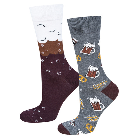 Lot de 2x chaussettes colorées en coton SOXO GOOD STUFF pour hommes Tequila dans une bouteille et bière dans une canette 