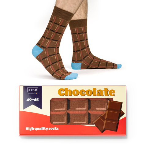 SOXO Cadeau Homme Chaussettes | barre de chocolat | Cadeau Funny