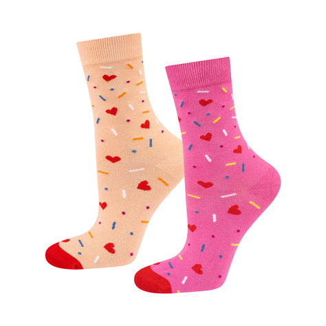 Chaussettes roses SOXO cupcake pour femmes - 2 paires