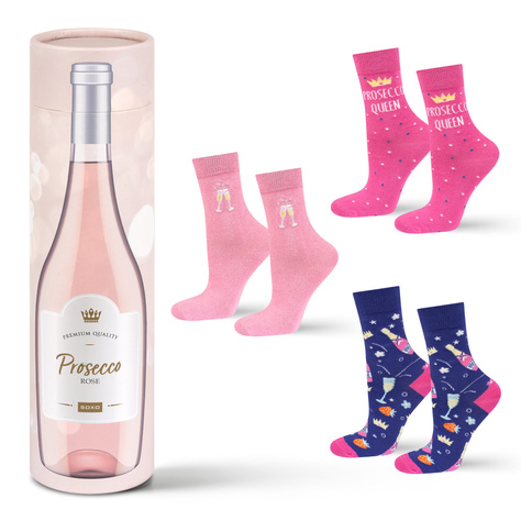 Lot de 3x chaussettes SOXO Prosecco pour femme en tube | cadeau idéal pour elle 