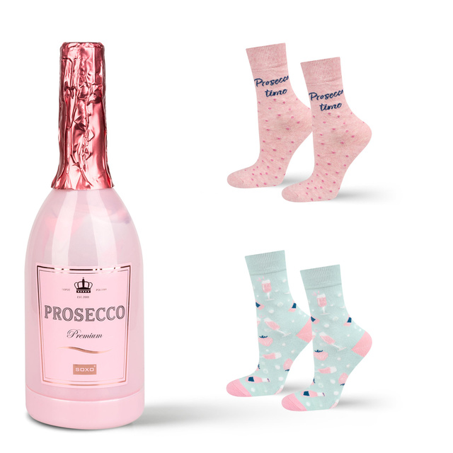 Ensemble de 2x chaussettes pour femmes SOXO joyeux Prosecco dans une bouteille un cadeau pour elle