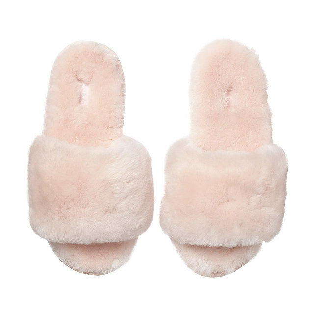 SOXO pantoufles en peau de mouton pour femmes rose | élégantes 