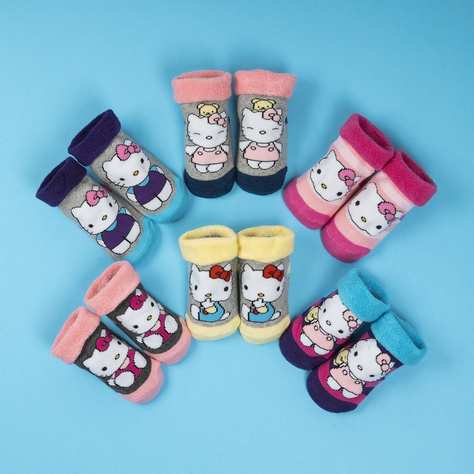 Chaussettes bébé violettes et bleues SOXO Hello Kitty avec ABS