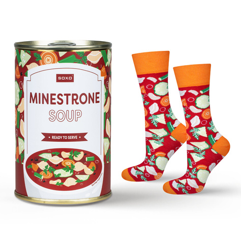 Chaussettes pour hommes | Soupe minestrone SOXO GOOD STUFF femme en conserve | coloré | drôle | idée cadeau pour elle | pour lui unisexe