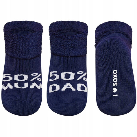 Chaussettes bébé bleu marine SOXO avec inscription 