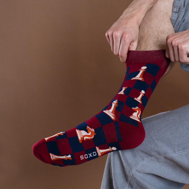 Chaussettes homme SOXO échecs pour grand-père – 2 paires