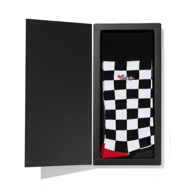 Chaussettes à thème Formule 1 – style carte de vœux