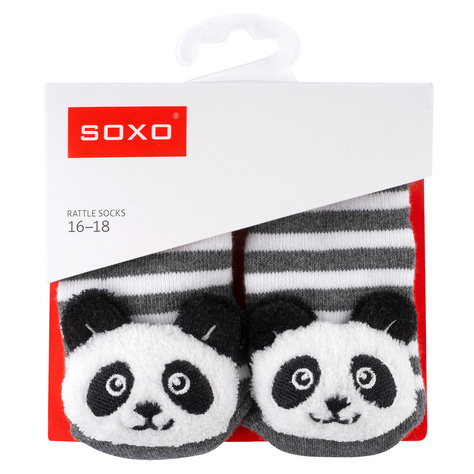 Lot de 3x chaussettes colorées SOXO pour bébé avec hochet