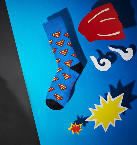 Chaussettes homme bleues SOXO GOOD STUFF Superman DC Comics | idée cadeau