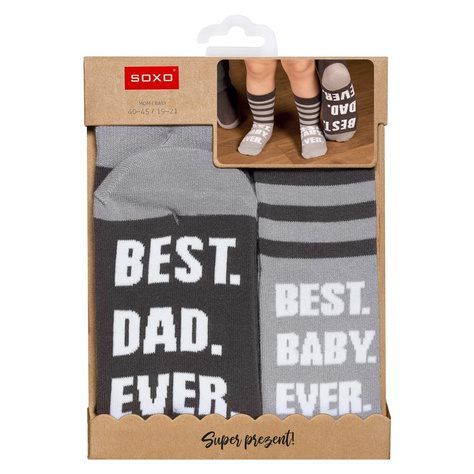 Lot de chaussettes pour papa et enfant SOXO cadeau en coton 