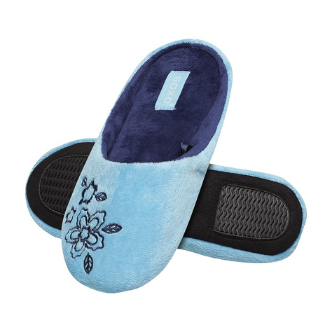 Chaussons femme SOXO avec broderie - bleu