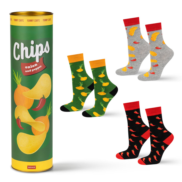 Lot de 3x chaussettes homme SOXO chips en tube