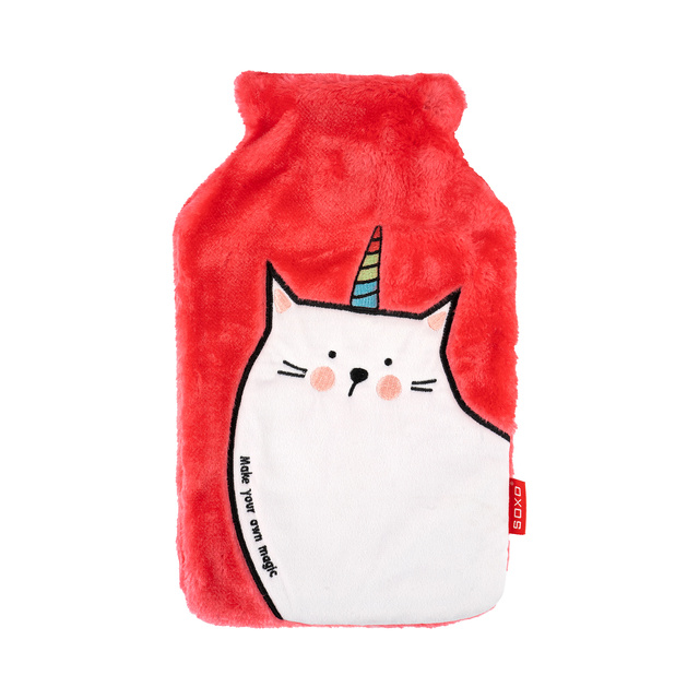 Chauffe bouillotte rose SOXO avec chat licorne