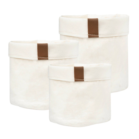 Lot de 3x corbeille de salle de bain Momo Way beige 10/13/16 cm