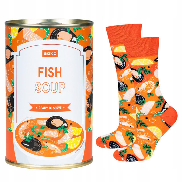 Hommes | Femmes SOXO GOOD STUFF chaussettes de soupe de poisson en boîte | colorées | cadeau pour lui | pour elle Unisexe