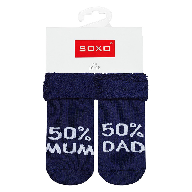 Chaussettes bébé bleu marine SOXO avec inscription 
