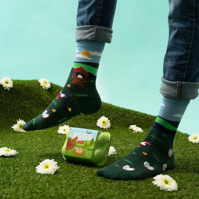 Chaussettes Colorées pour Hommes SOXO Œufs de la Campagne - 3 Paires