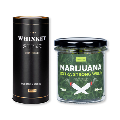 Set 4x SOXO Men's Socks | Boy's Day | Whiskey in a tube | Marijuana in a jar | pour un cadeau pour lui