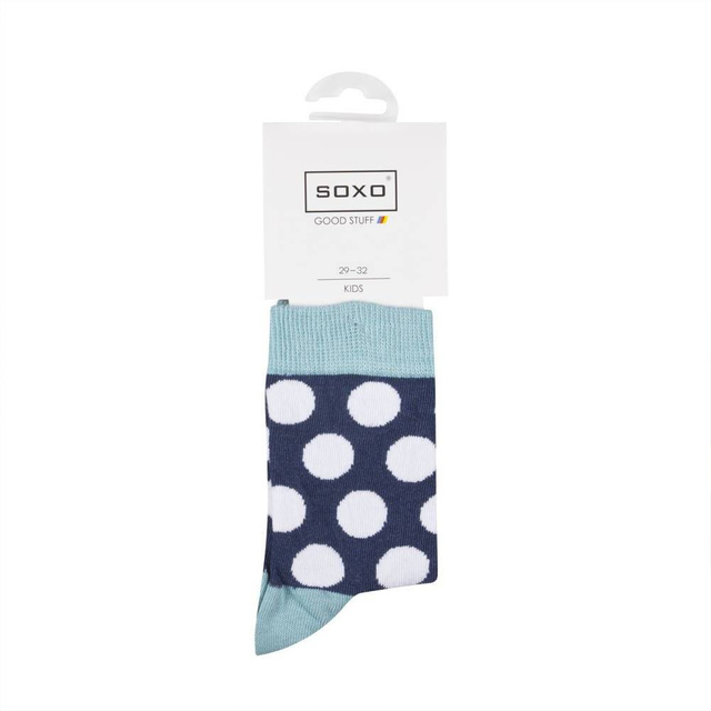 Chaussettes SOXO GOOD STUFF bleu marine à pois blancs pour enfants 