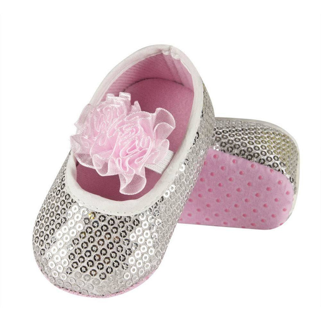 Chaussons de ballerine pour bébé SOXO argentés pour princesse