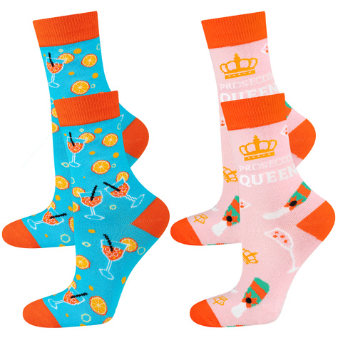 Lot de 2 chaussettes pour femmes SOXO GOOD STUFF drôles Prosecco et Apéritif dans une bouteille cadeau