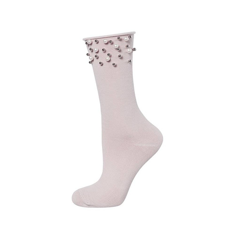 SOXO Chaussettes pour femmes avec 'Pearls' rose clair