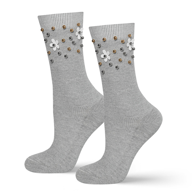 SOXO Women's socks with 'Pearls' white