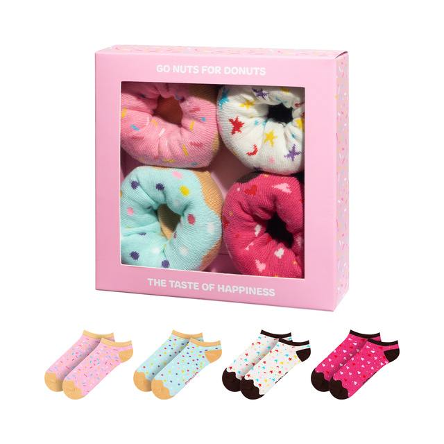 Lot de 4 chaussettes donuta SOXO pour femme dans une boîte