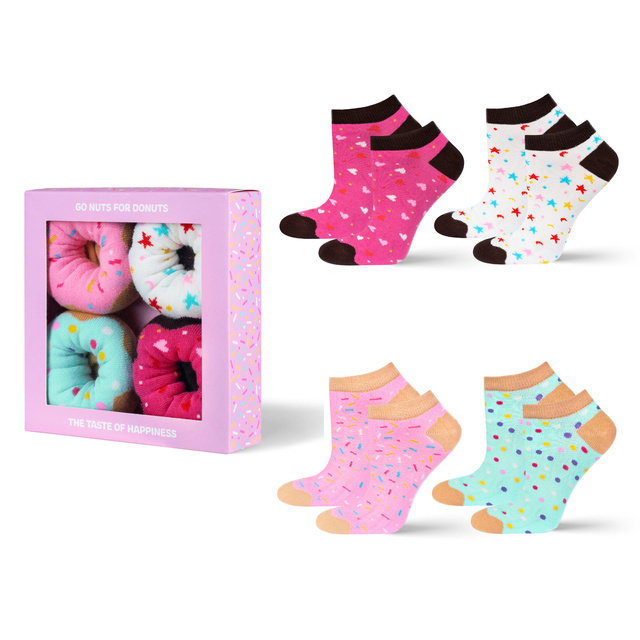 Lot de 4 chaussettes donuta SOXO pour femme dans une boîte