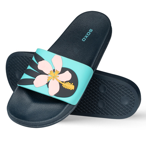 Tongs de plage SOXO Premium pour femmes et hommes, en caoutchouc, à motif floral, idéales pour les vacances d'été et la piscine