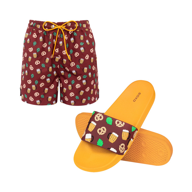 Maillot de bain + tongs motif bière